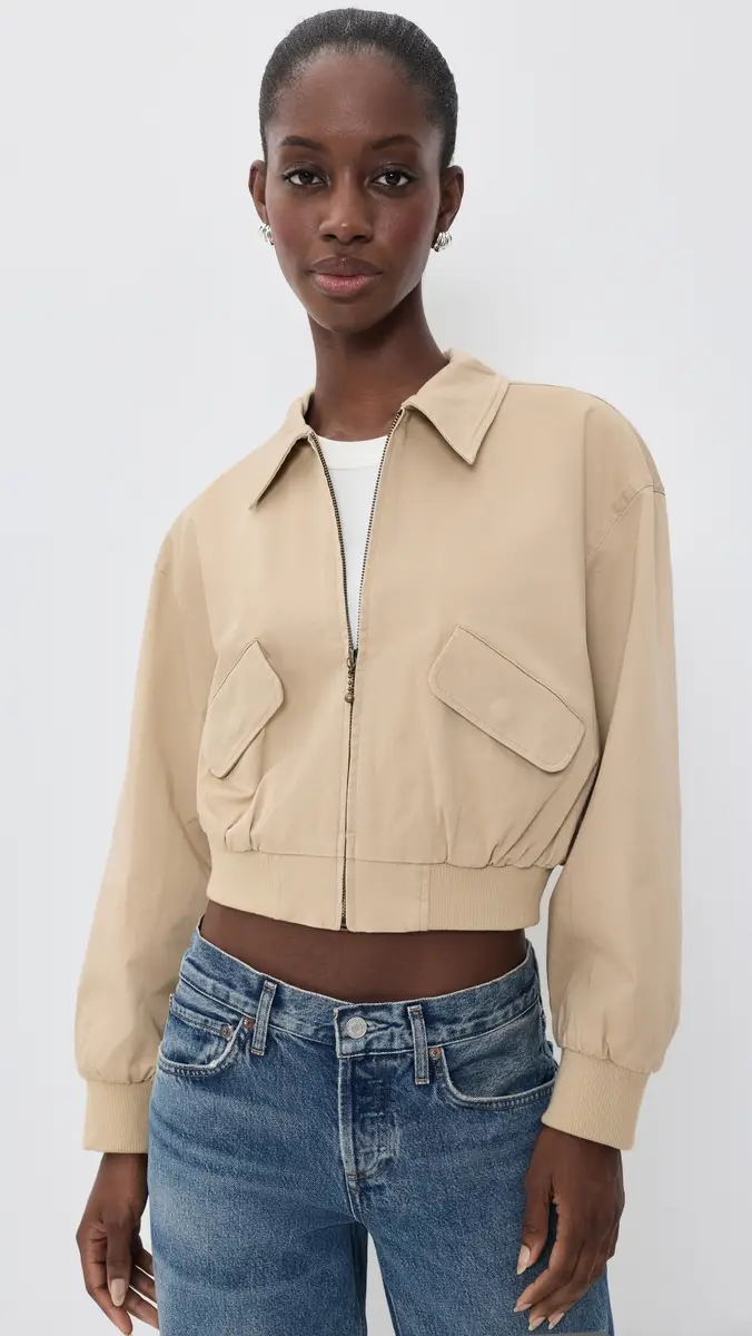 GOOD AMERICAN The Twill Cropped Bomber Jacket | Thumbnail 2