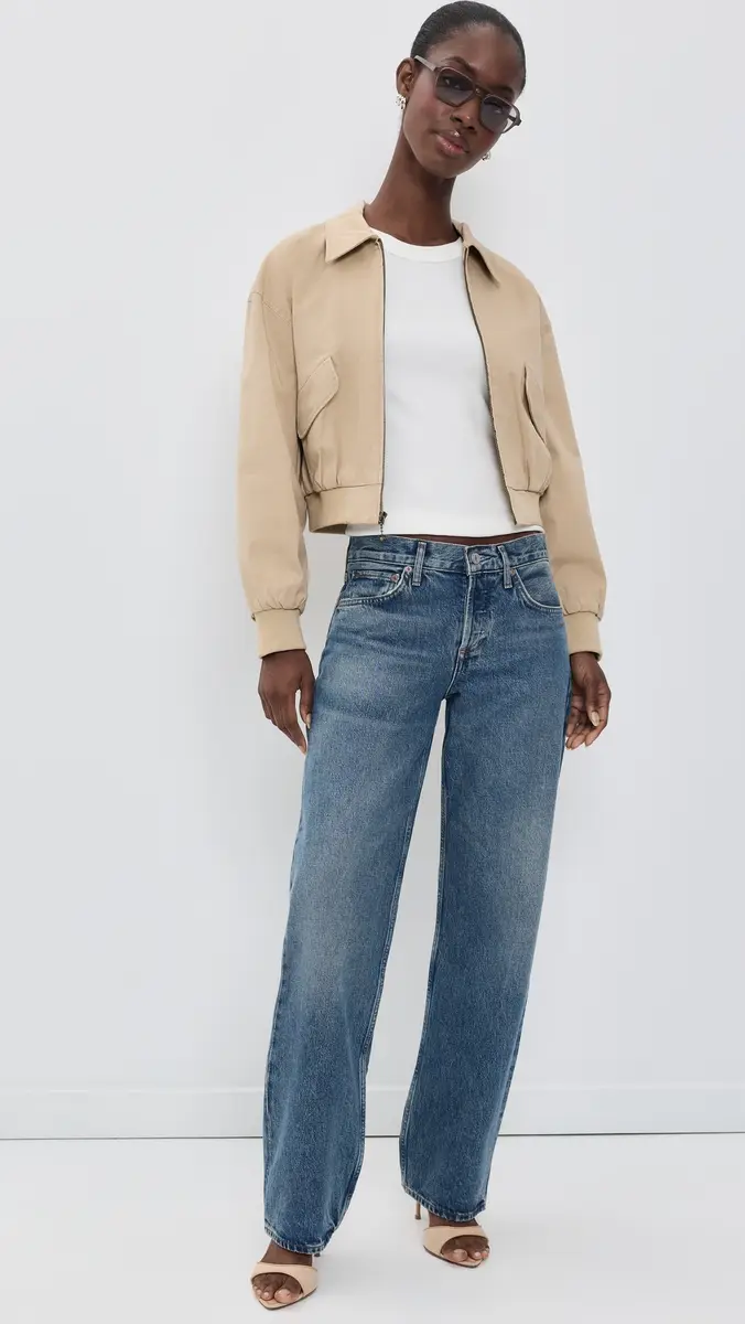 GOOD AMERICAN The Twill Cropped Bomber Jacket | Thumbnail 5