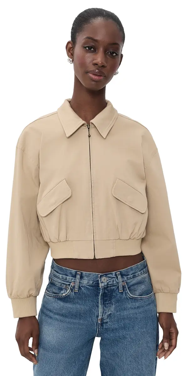 GOOD AMERICAN The Twill Cropped Bomber Jacket