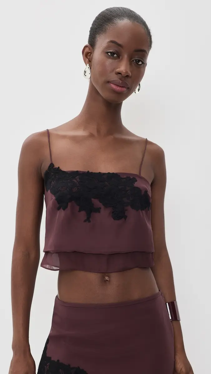 SIR. SIR. Noria Silk Cropped Cami | Thumbnail 2 SIR. SIR. Noria Silk Cropped Cami | Thumbnail 2
