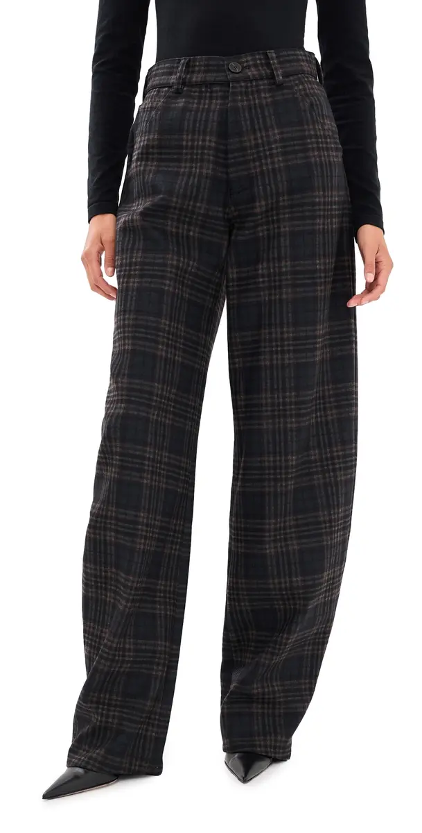 DARKPARK Khris Tartan Barrel Leg Pants Blue/Grey/Red | Image 1 DARKPARK Khris Tartan Barrel Leg Pants Blue/Grey/Red | Image 1