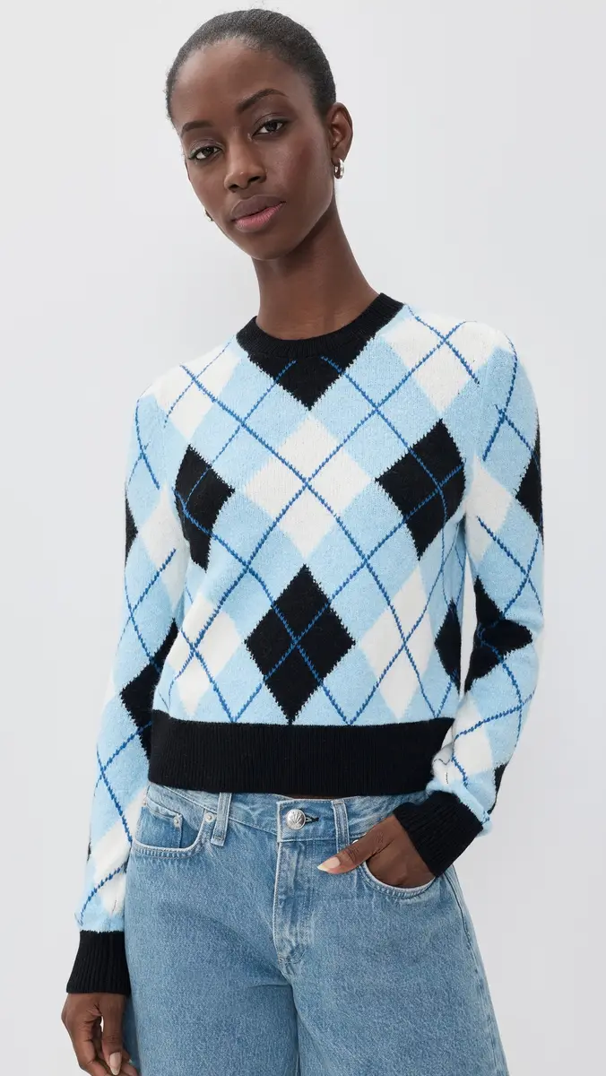 Alice + Olivia Carolee Crewneck Argyle Sweater | Thumbnail 2