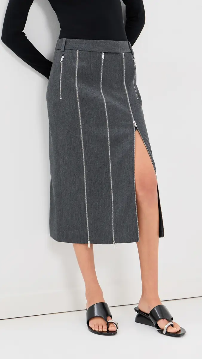 Tibi Gossamer Wool Melange Zip Midi Trouser Skirt | Thumbnail 2 Tibi Gossamer Wool Melange Zip Midi Trouser Skirt | Thumbnail 2
