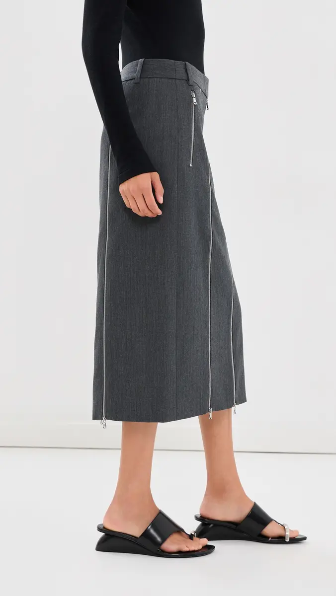 Tibi Gossamer Wool Melange Zip Midi Trouser Skirt | Thumbnail 4 Tibi Gossamer Wool Melange Zip Midi Trouser Skirt | Thumbnail 4