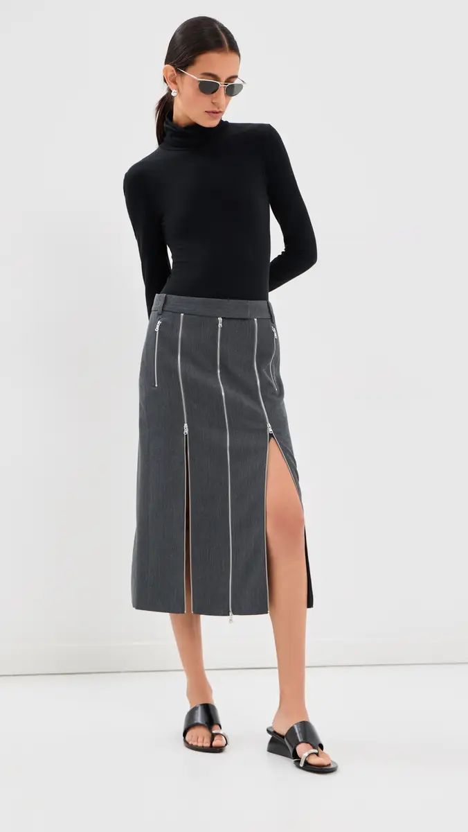 Tibi Gossamer Wool Melange Zip Midi Trouser Skirt | Thumbnail 5 Tibi Gossamer Wool Melange Zip Midi Trouser Skirt | Thumbnail 5