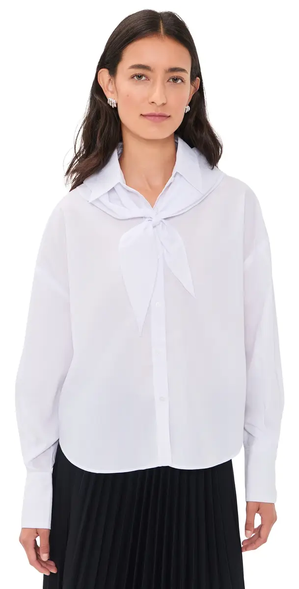 Another Girl Boxy Shirt with Neck carf White | Image 1 Another Girl Boxy Shirt with Neck carf White | Image 1