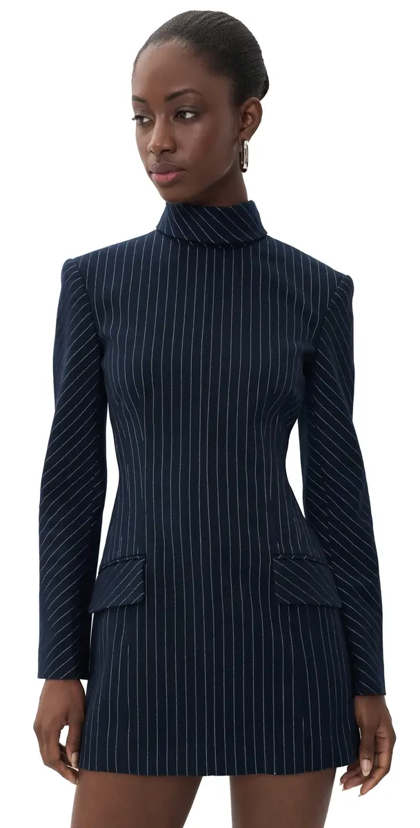 Aknvas Toni Pinstripe Dress Navy / White | Image 1 Aknvas Toni Pinstripe Dress Navy / White | Image 1