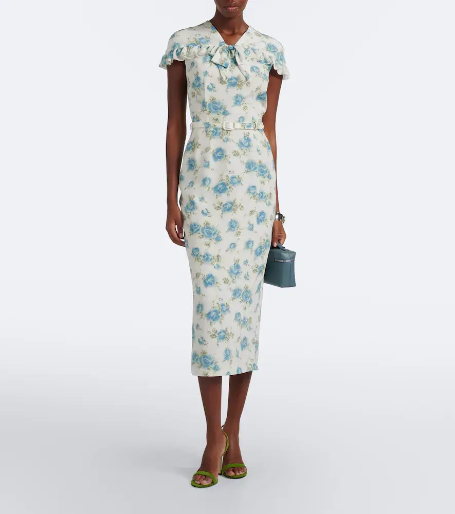 Alessandra Rich Caped floral silk midi dress | Thumbnail 4 Alessandra Rich Caped floral silk midi dress | Thumbnail 4