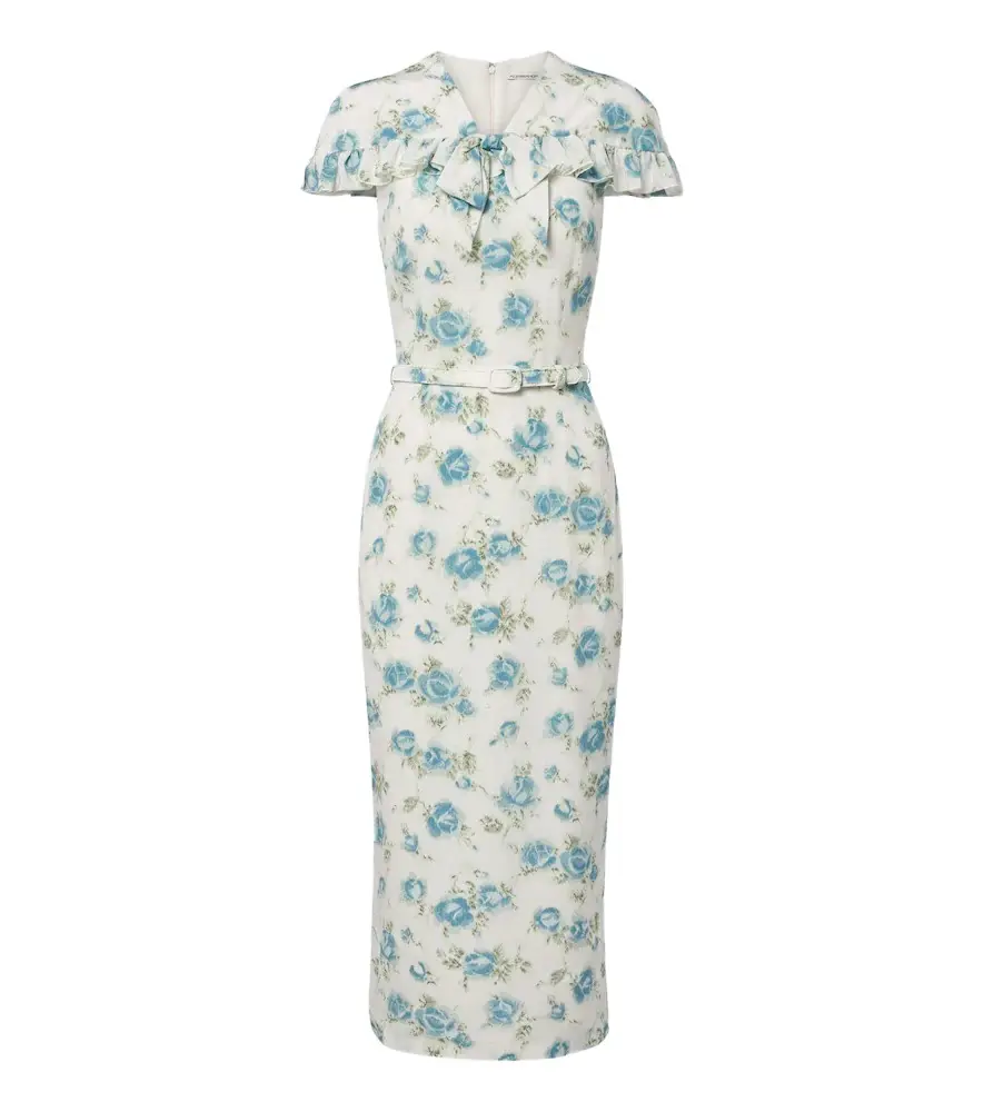 Caped floral silk midi dress Caped floral silk midi dress