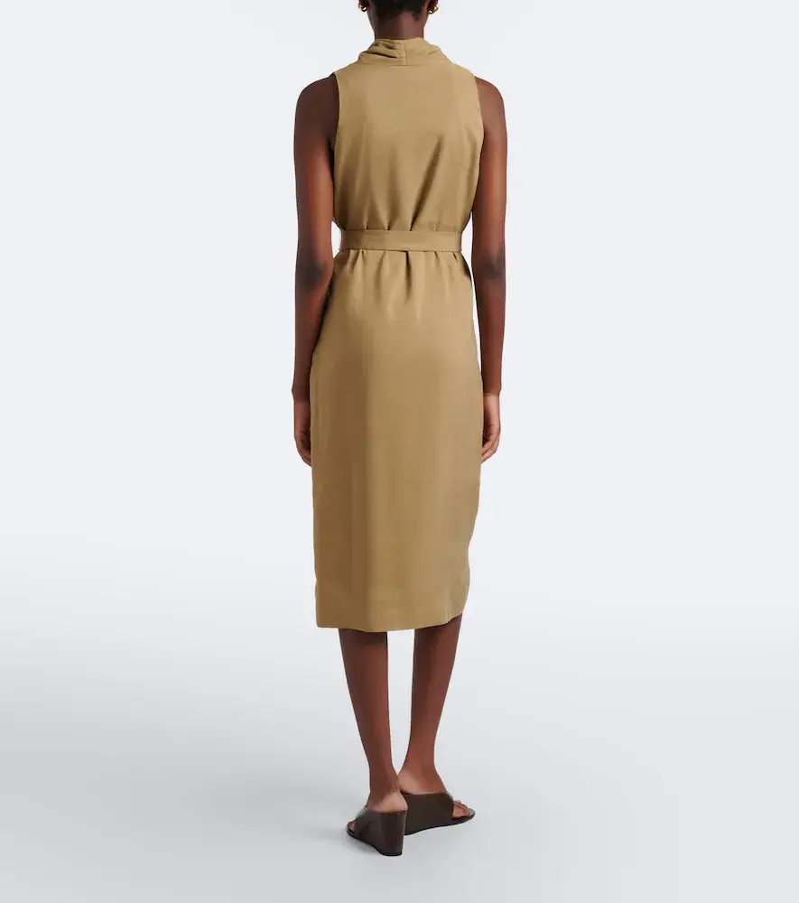 Max Mara Belted linen and silk midi dress | Thumbnail 2 Max Mara Belted linen and silk midi dress | Thumbnail 2