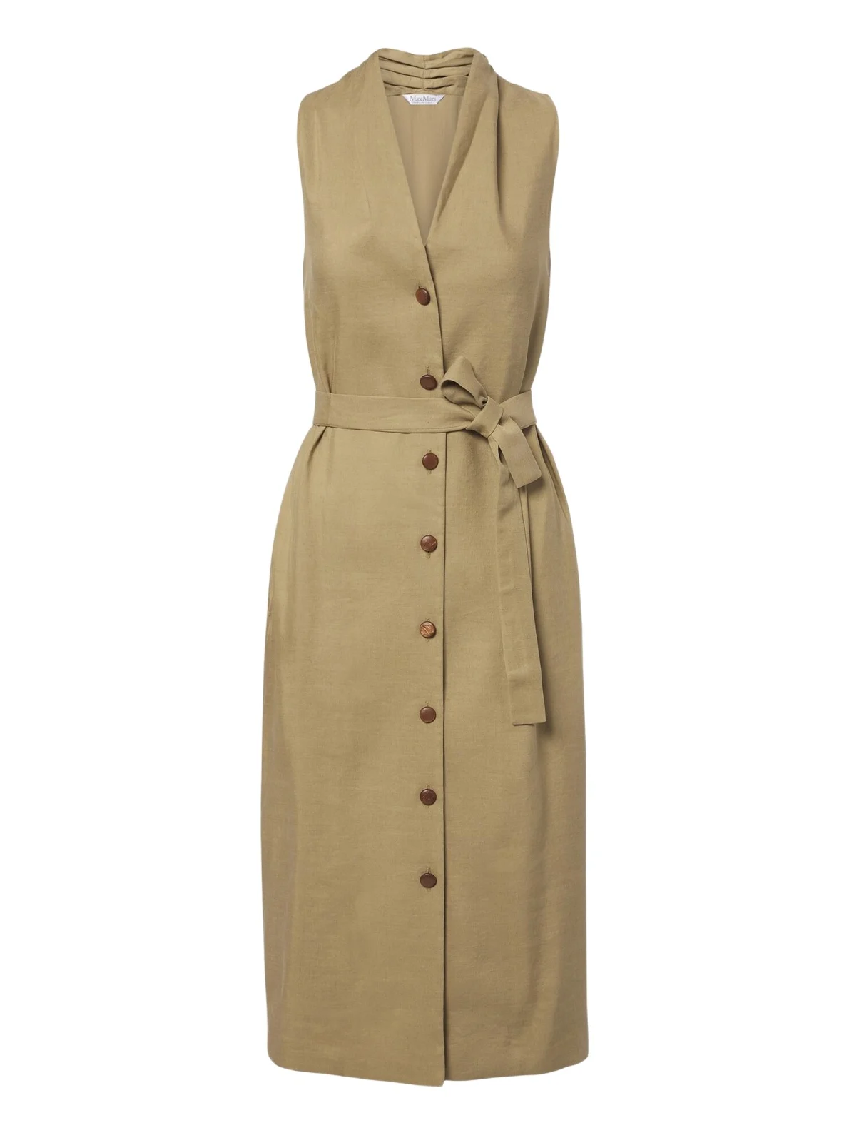 Belted linen and silk midi dress Belted linen and silk midi dress