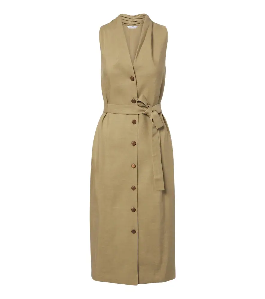 Max Mara Belted linen and silk midi dress | Image 1 Max Mara Belted linen and silk midi dress | Image 1