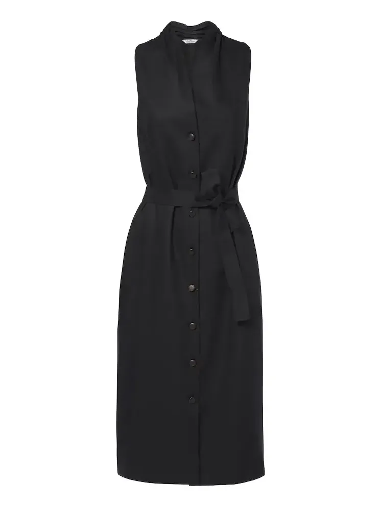 Belted linen and silk midi dress Belted linen and silk midi dress
