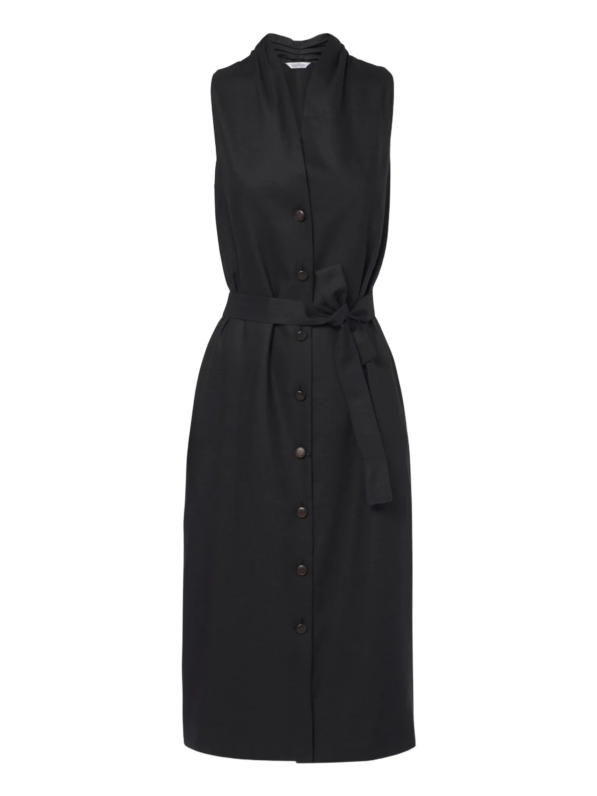 Belted linen and silk midi dress Belted linen and silk midi dress
