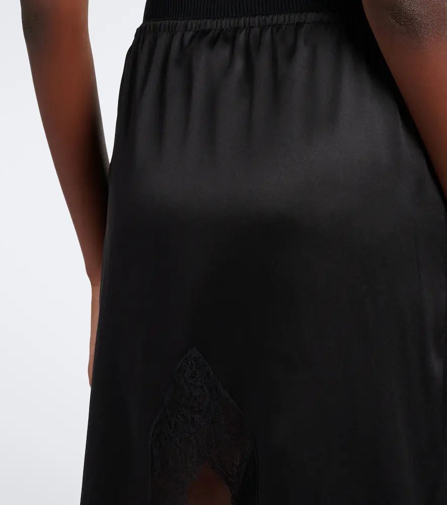 Saint Laurent Lace-trimmed silk satin slip skirt | Thumbnail 2