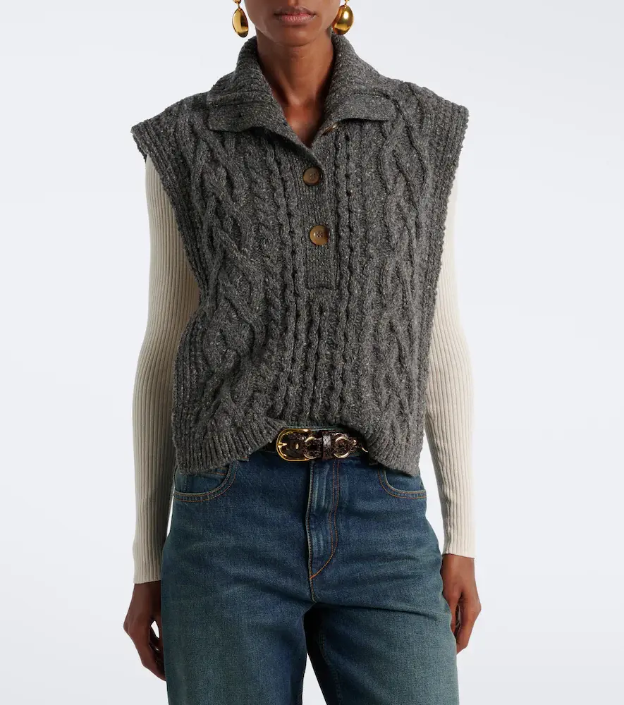 Isabel Marant Cable knit wool-blend sweater vest | Thumbnail 4