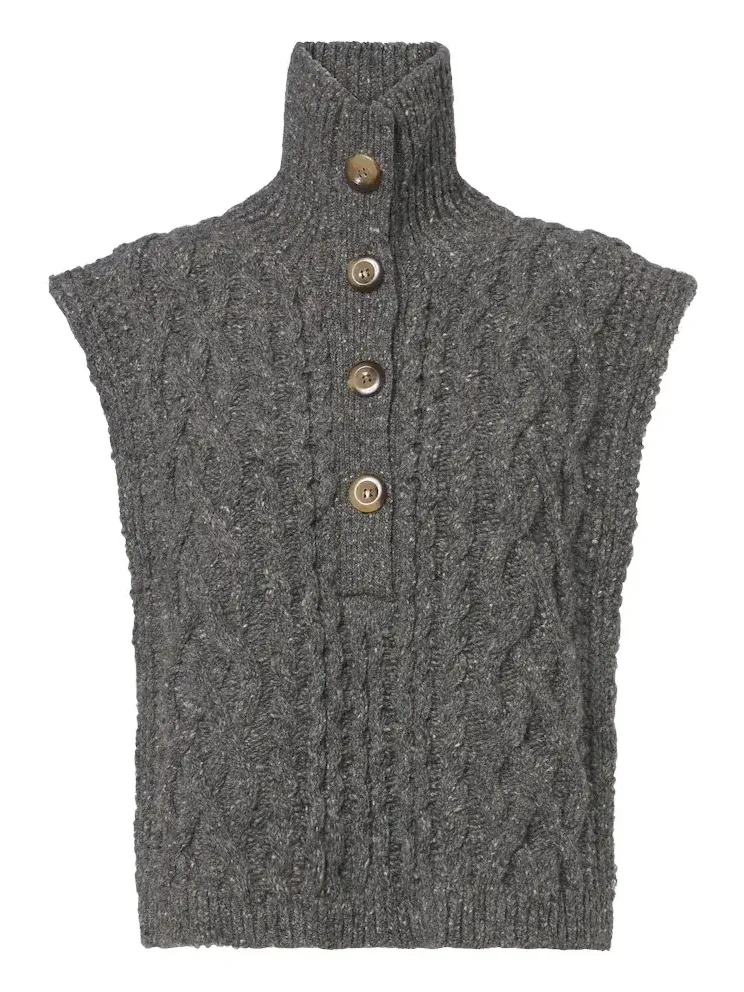 Cable knit wool-blend sweater vest Cable knit wool-blend sweater vest
