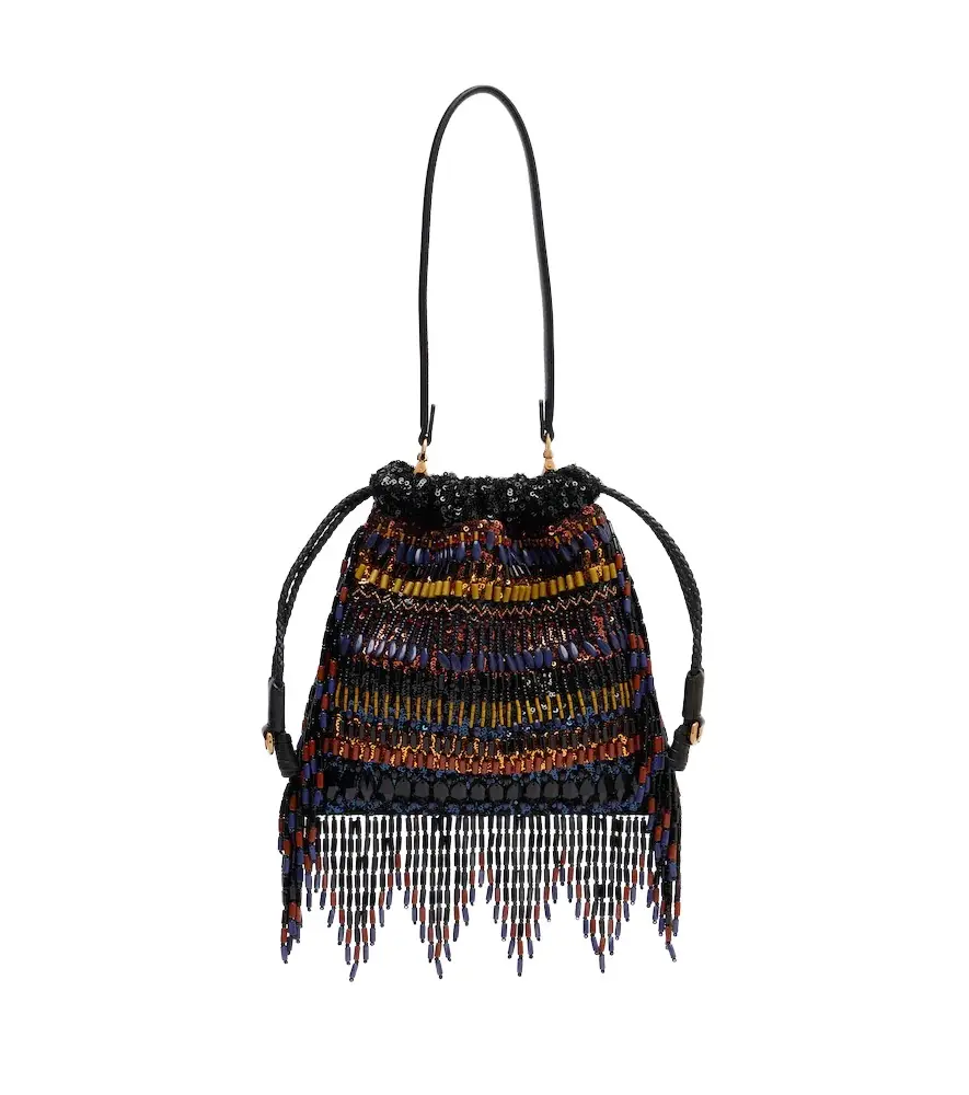Kalispera Small beaded fringed shoulder bag