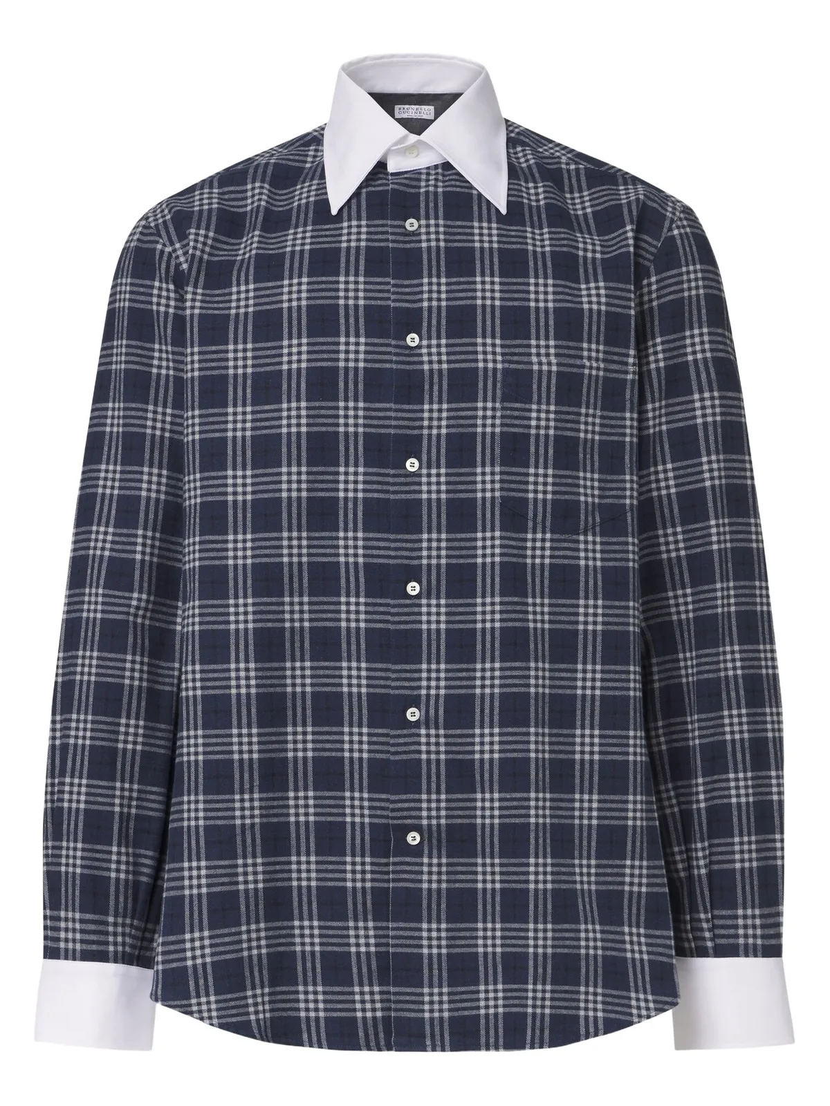 Checked cotton-blend flannel shirt Checked cotton-blend flannel shirt