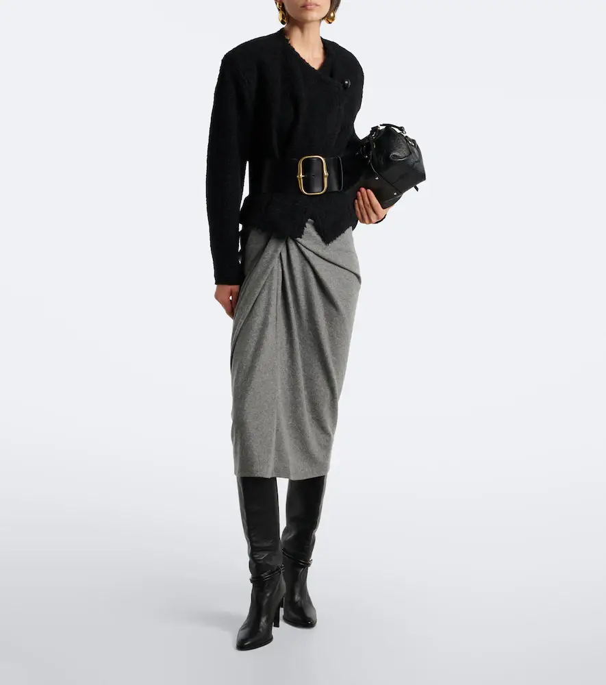 Marant Étoile Jeldia draped flannel midi skirt | Thumbnail 2