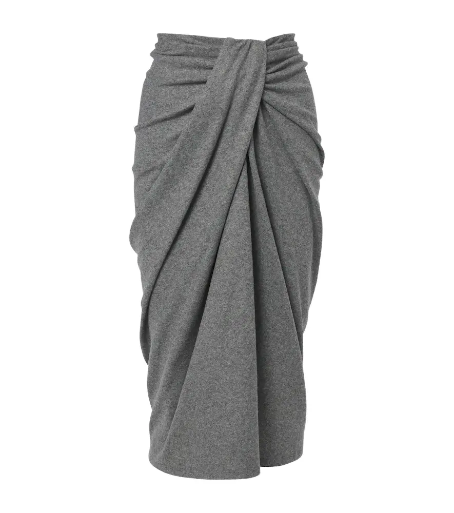 Marant Étoile Jeldia draped flannel midi skirt