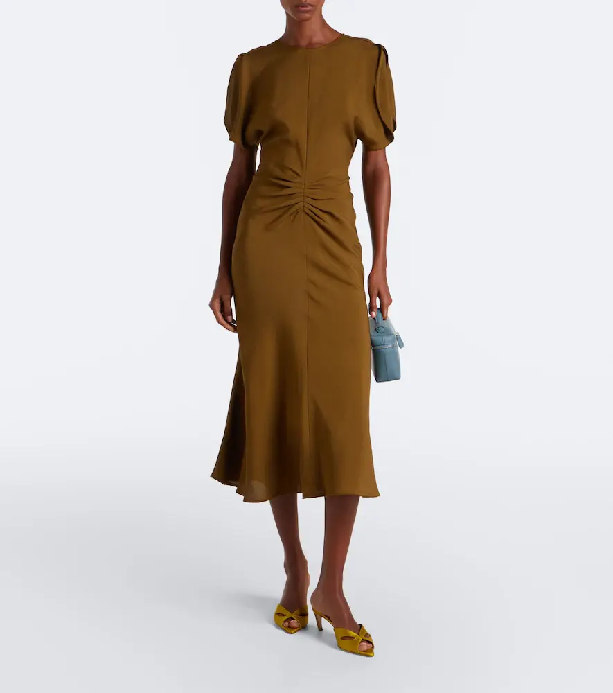 Victoria Beckham Bela ruched midi dress | Thumbnail 2 Victoria Beckham Bela ruched midi dress | Thumbnail 2