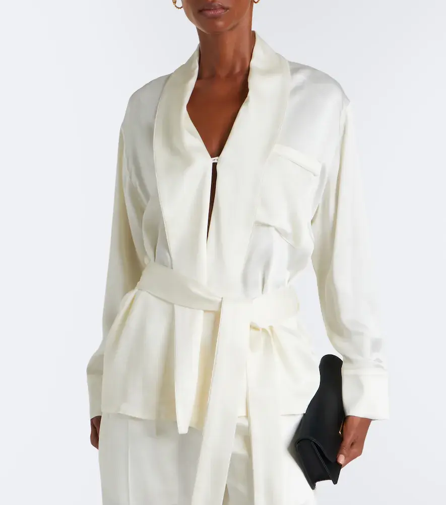 Victoria Beckham Alba belted satin blouse | Thumbnail 3