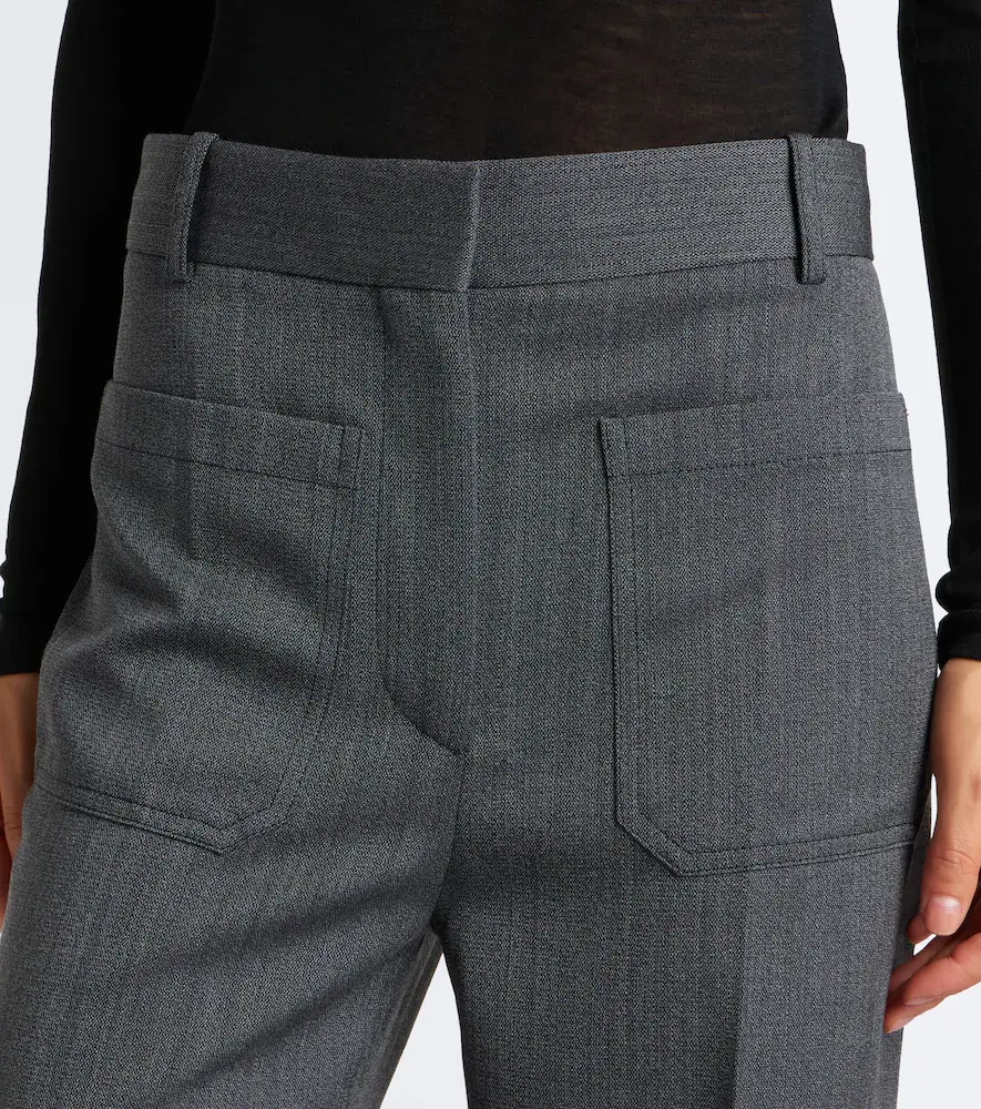 Victoria Beckham Alina herringbone virgin wool wide-leg pants | Thumbnail 4 Victoria Beckham Alina herringbone virgin wool wide-leg pants | Thumbnail 4