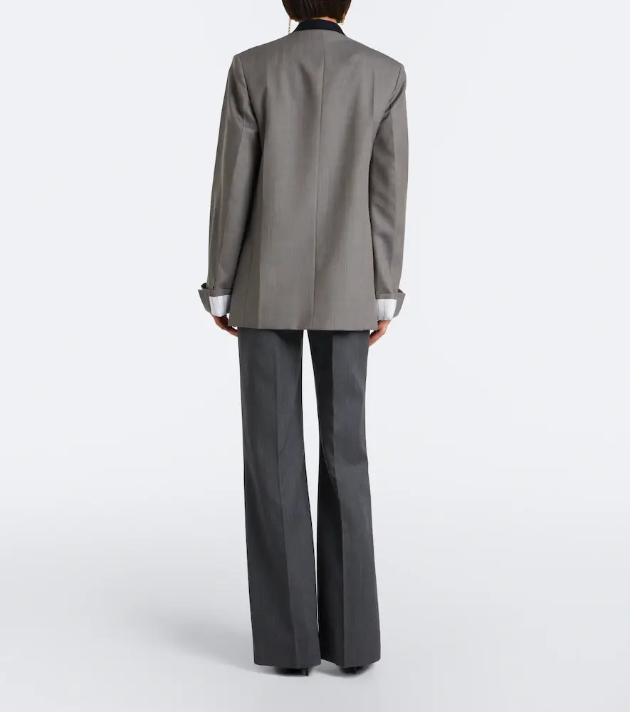 Victoria Beckham Alina herringbone virgin wool wide-leg pants | Thumbnail 5 Victoria Beckham Alina herringbone virgin wool wide-leg pants | Thumbnail 5