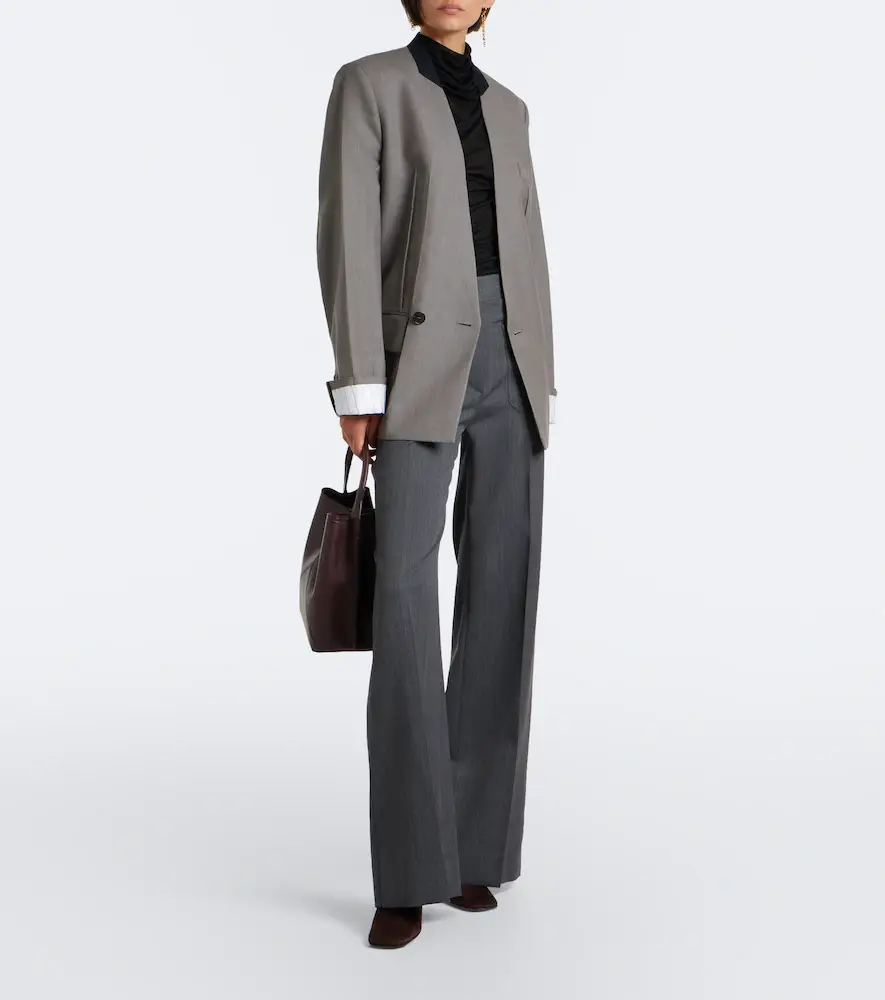 Victoria Beckham Alina herringbone virgin wool wide-leg pants | Thumbnail 6 Victoria Beckham Alina herringbone virgin wool wide-leg pants | Thumbnail 6