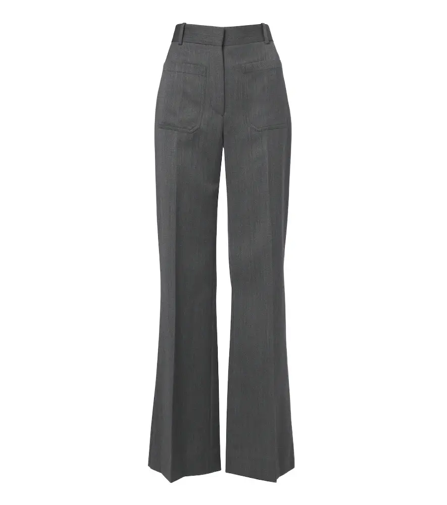 Victoria Beckham Alina herringbone virgin wool wide-leg pants | Image 1 Victoria Beckham Alina herringbone virgin wool wide-leg pants | Image 1