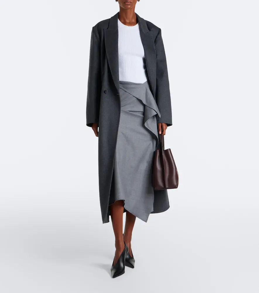 Victoria Beckham Asymmetric draped wool midi skirt | Thumbnail 2 Victoria Beckham Asymmetric draped wool midi skirt | Thumbnail 2