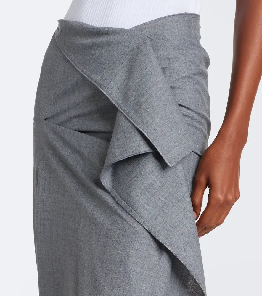 Victoria Beckham Asymmetric draped wool midi skirt | Thumbnail 3 Victoria Beckham Asymmetric draped wool midi skirt | Thumbnail 3