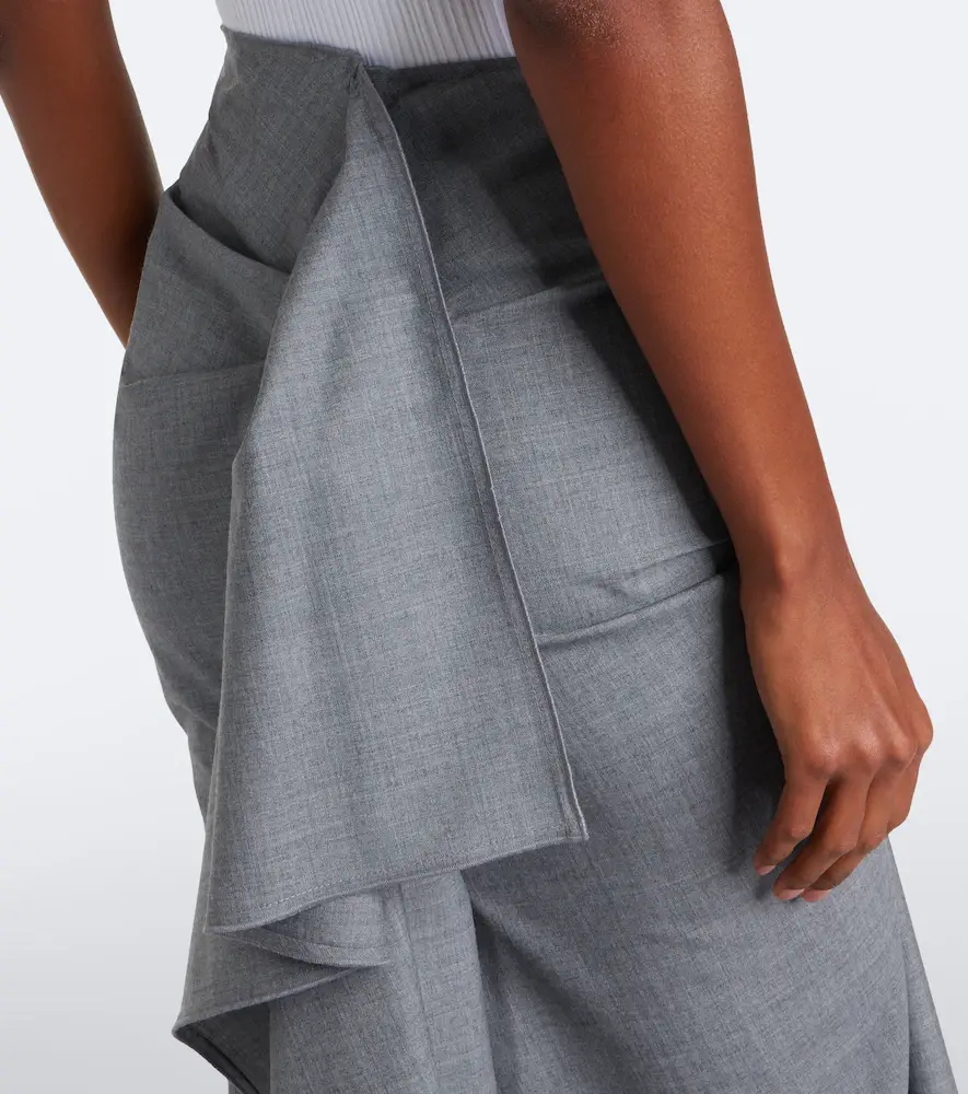 Victoria Beckham Asymmetric draped wool midi skirt | Thumbnail 5 Victoria Beckham Asymmetric draped wool midi skirt | Thumbnail 5