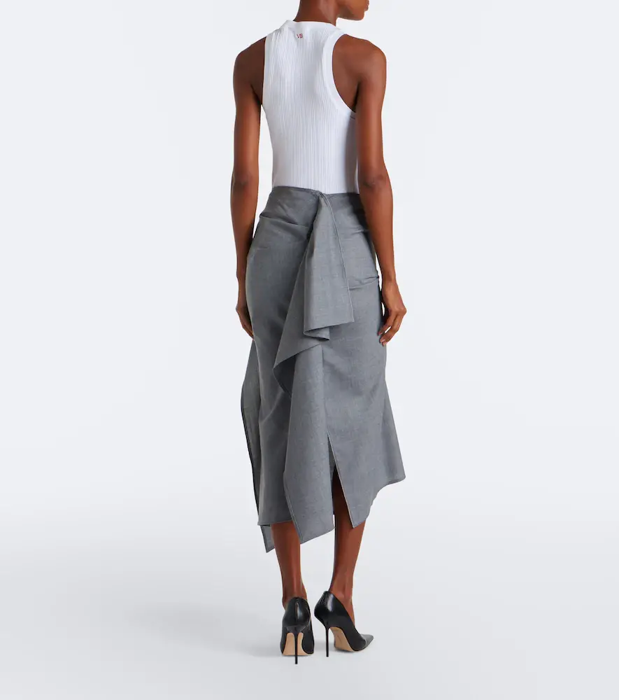 Victoria Beckham Asymmetric draped wool midi skirt | Thumbnail 6 Victoria Beckham Asymmetric draped wool midi skirt | Thumbnail 6