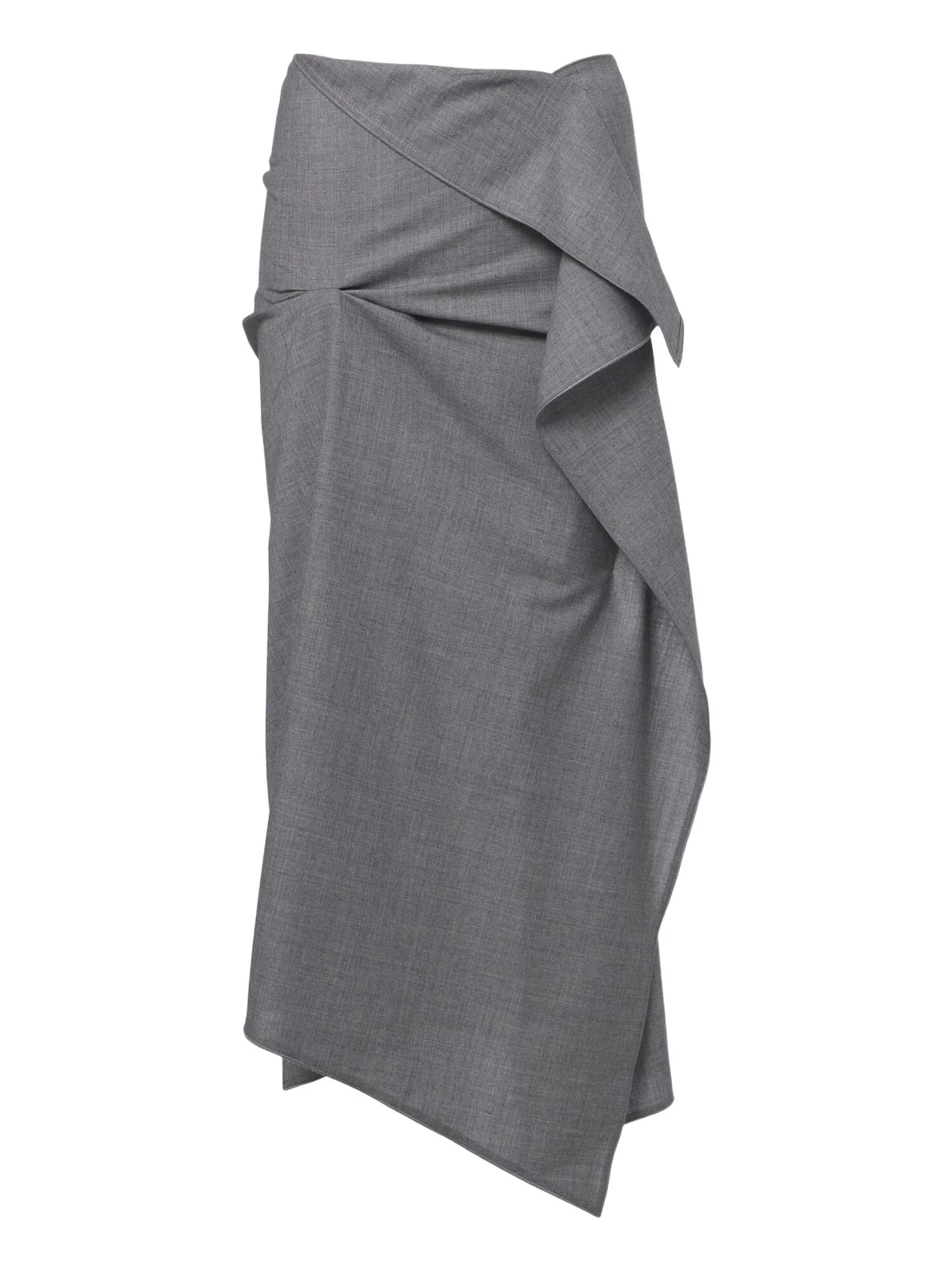 Victoria Beckham Asymmetric draped wool midi skirt