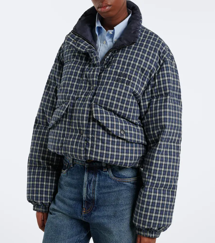 Miu Miu Reversible cotton flannel down jacket | Thumbnail 3