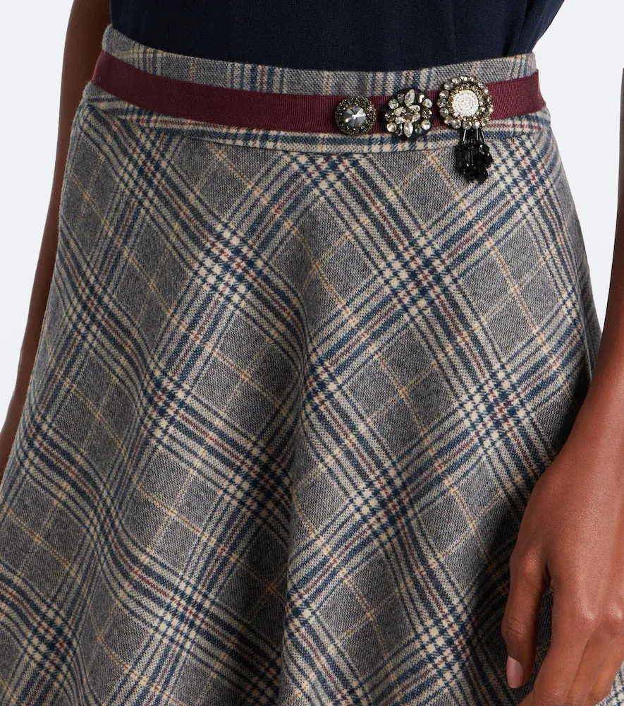 'S Max Mara 'S Max Mara Belted plaid virgin wool midi skirt | Thumbnail 5 'S Max Mara 'S Max Mara Belted plaid virgin wool midi skirt | Thumbnail 5