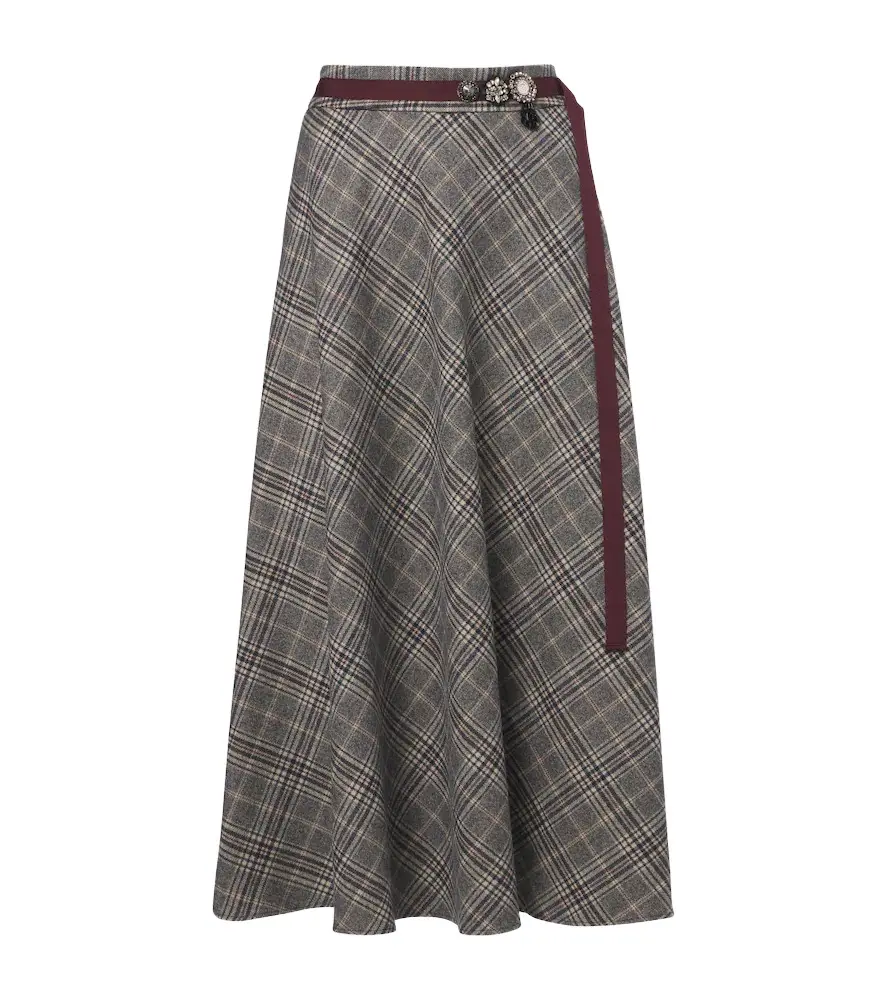'S Max Mara 'S Max Mara Belted plaid virgin wool midi skirt | Image 1 'S Max Mara 'S Max Mara Belted plaid virgin wool midi skirt | Image 1