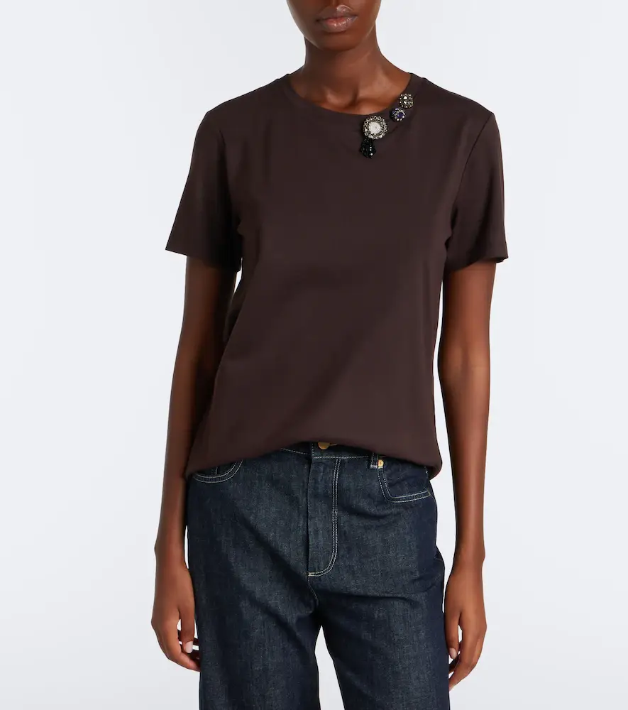 'S Max Mara 'S Max Mara Embellished cotton-blend jersey T-shirt | Thumbnail 2
