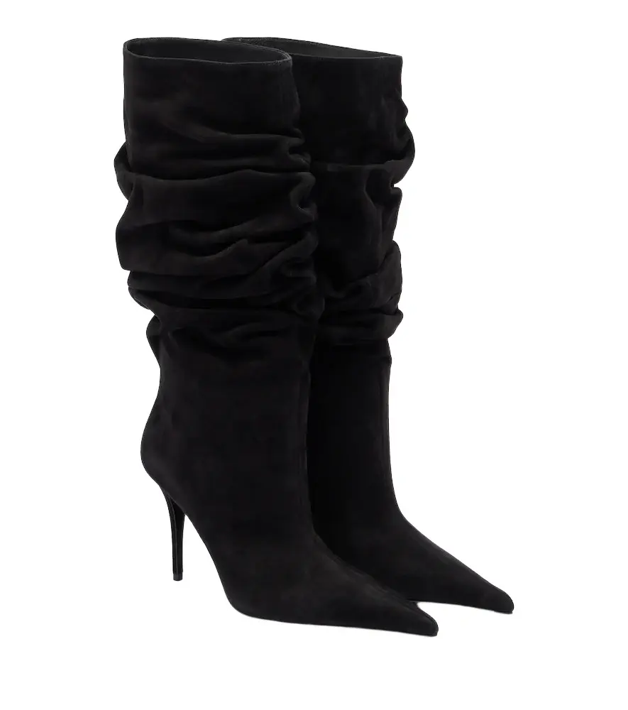 Amina Muaddi Anok suede mid-calf boots | Image 1 Amina Muaddi Anok suede mid-calf boots | Image 1