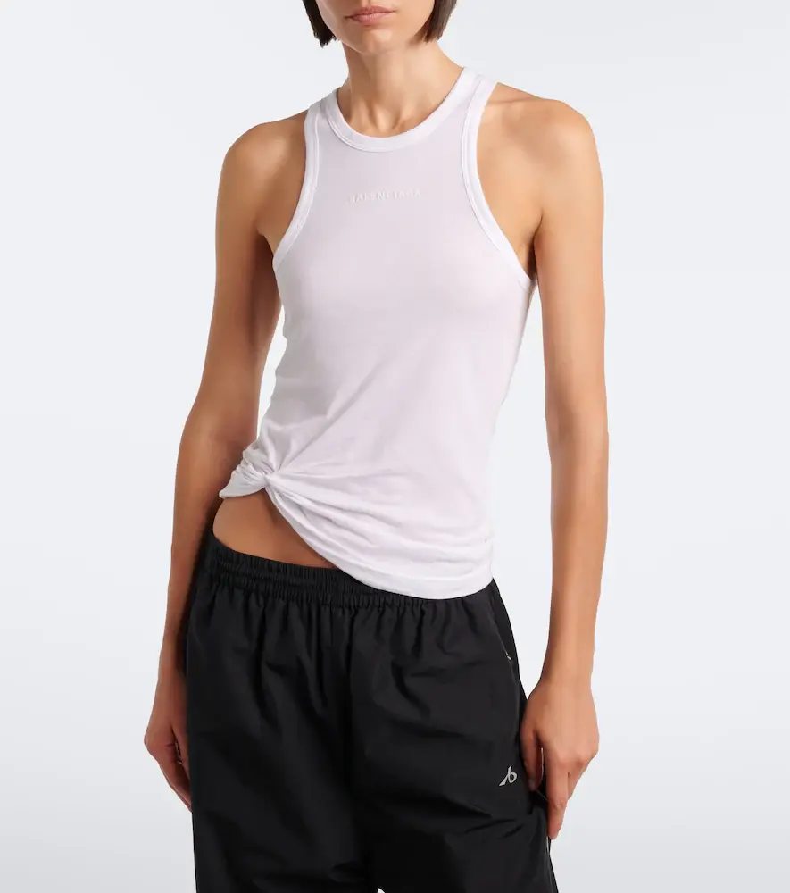 Balenciaga Logo gathered cotton jersey tank top | Thumbnail 3 Balenciaga Logo gathered cotton jersey tank top | Thumbnail 3