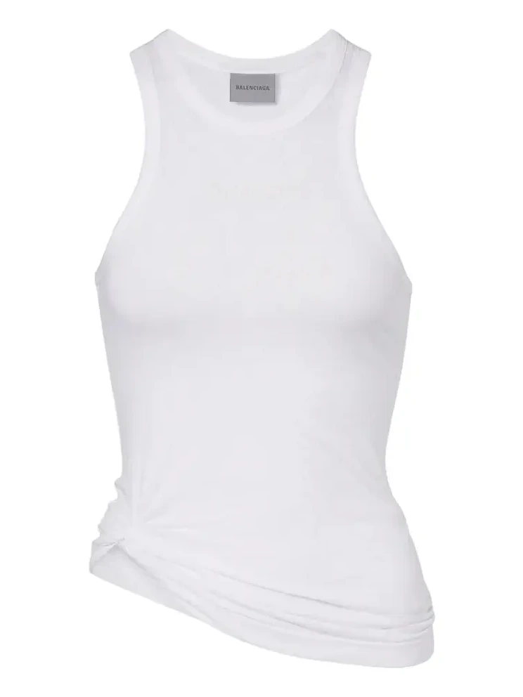 Logo gathered cotton jersey tank top Logo gathered cotton jersey tank top