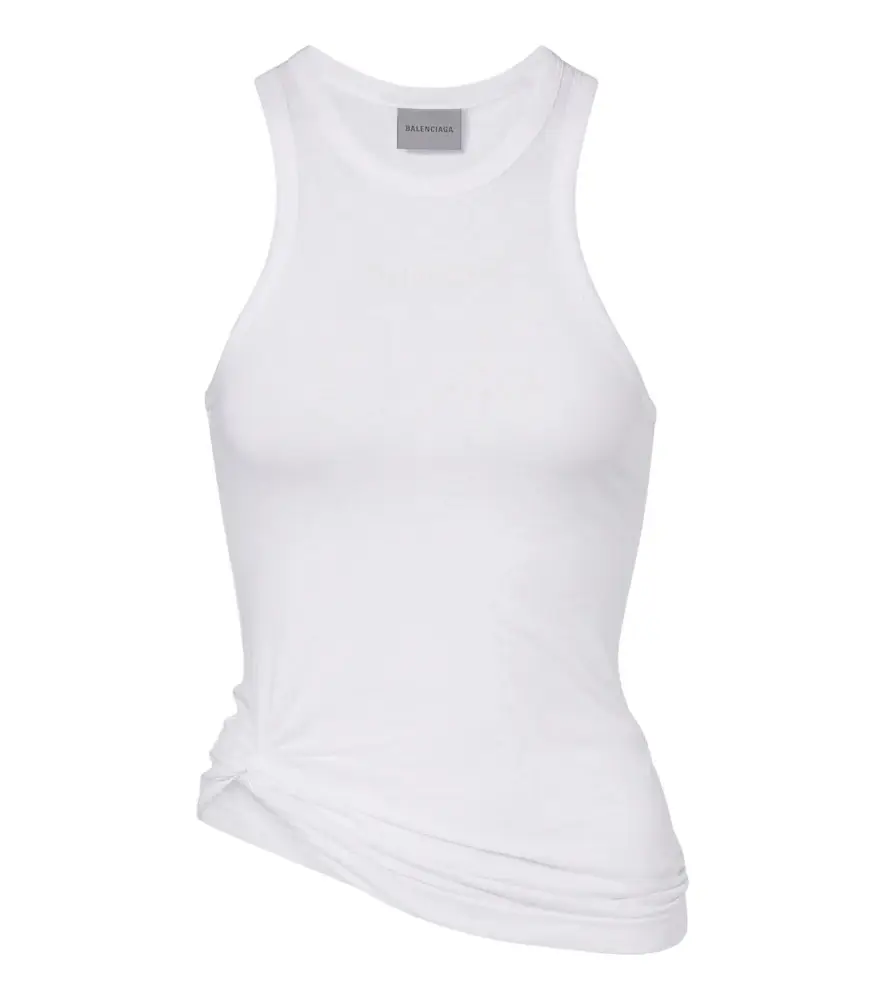 Balenciaga Logo gathered cotton jersey tank top | Image 1 Balenciaga Logo gathered cotton jersey tank top | Image 1