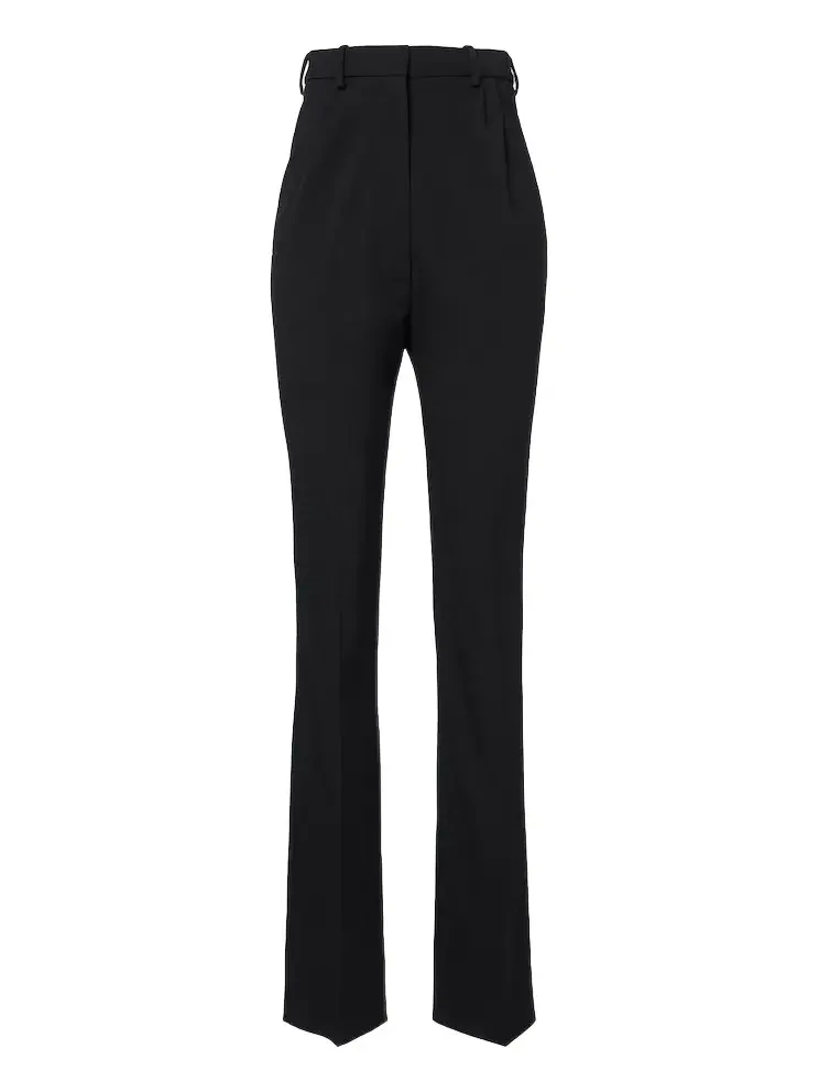 Wool twill slim pants
