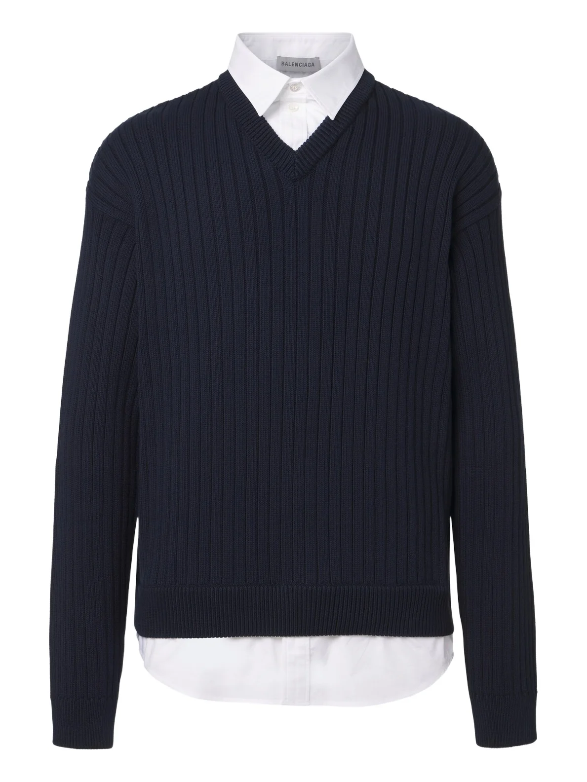 Balenciaga Layered ribbed-knit cotton sweater