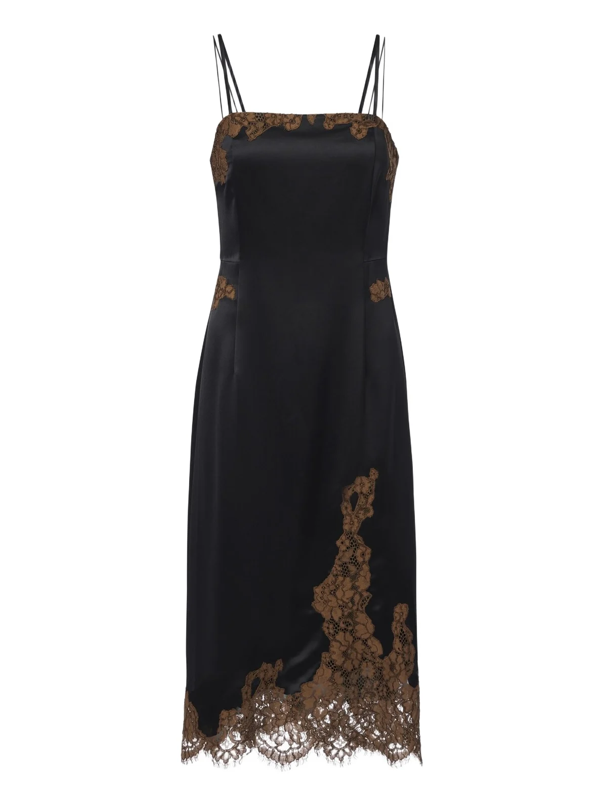 Lace-trimmed satin slip dress Lace-trimmed satin slip dress