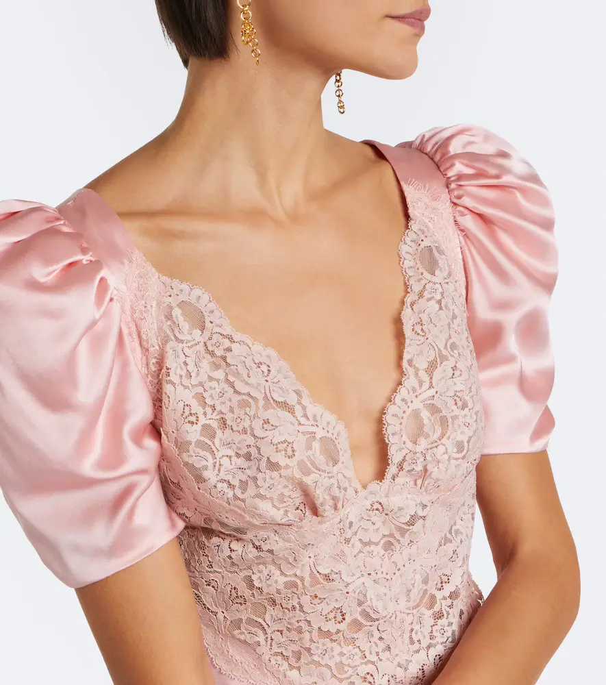 Rodarte Lace-trimmed silk satin minidress | Thumbnail 3 Rodarte Lace-trimmed silk satin minidress | Thumbnail 3