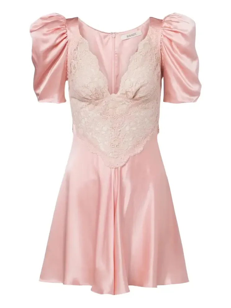 Lace-trimmed silk satin minidress Lace-trimmed silk satin minidress