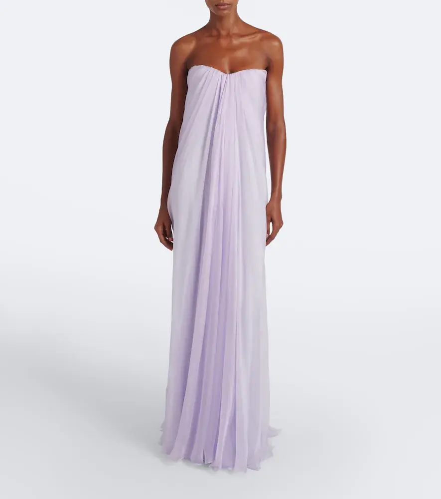 Alexander McQueen Draped silk chiffon bustier gown | Thumbnail 3 Alexander McQueen Draped silk chiffon bustier gown | Thumbnail 3